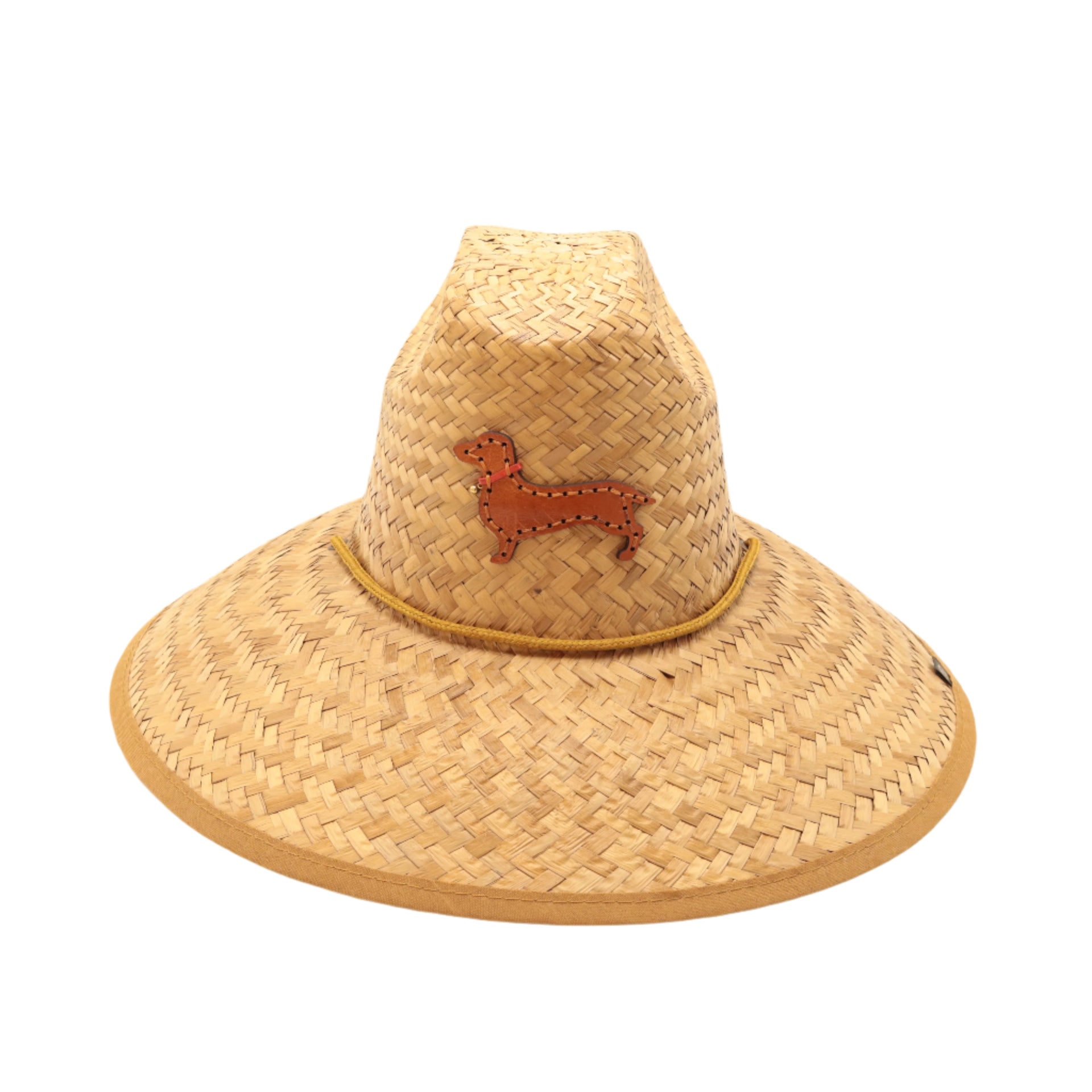 STRAW HAT - BROWN DACHSHUND WITH RED COLLAR - BRIDLE LEATHER *LIMITED EDITION