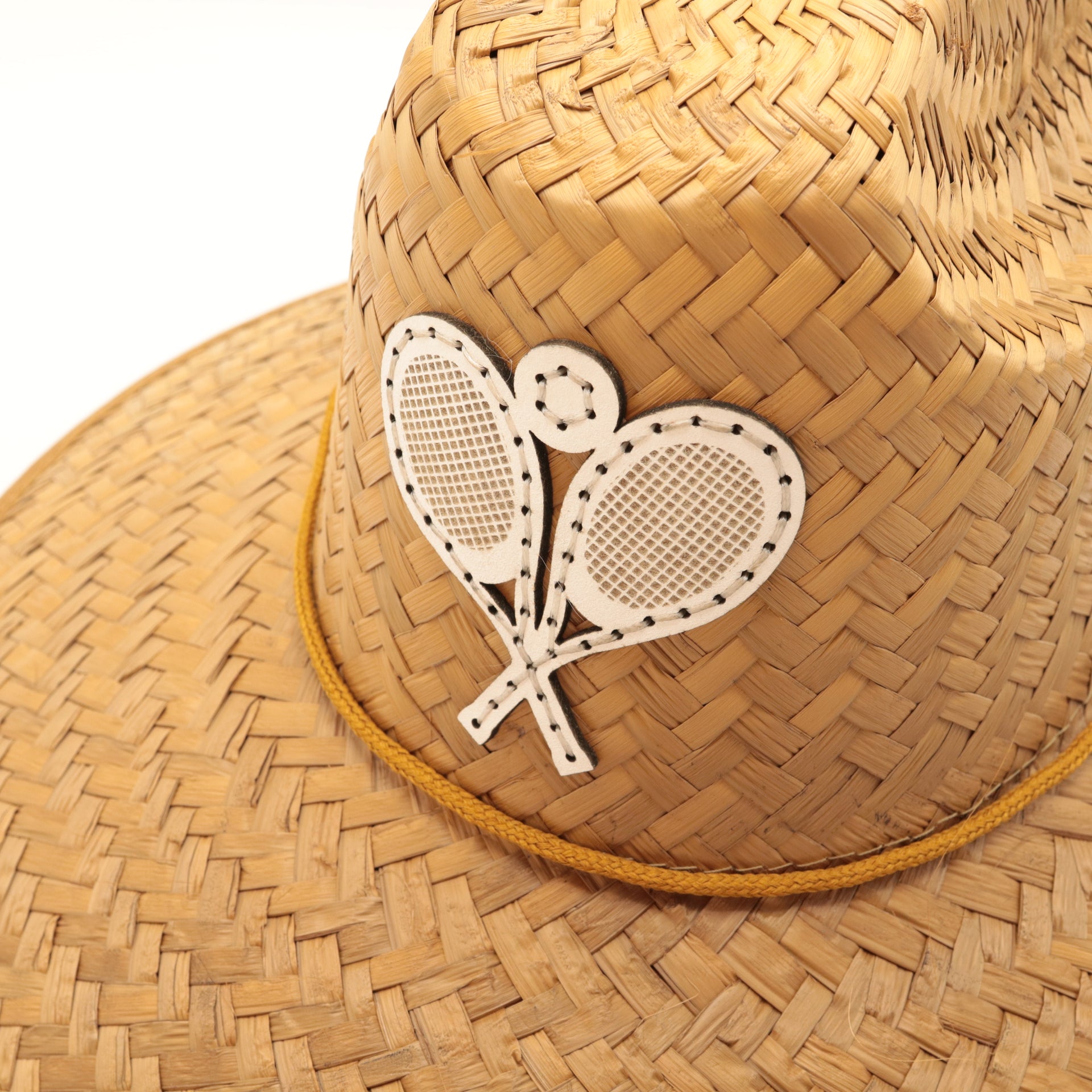 STRAW HAT - WHITE LEATHER TENNIS