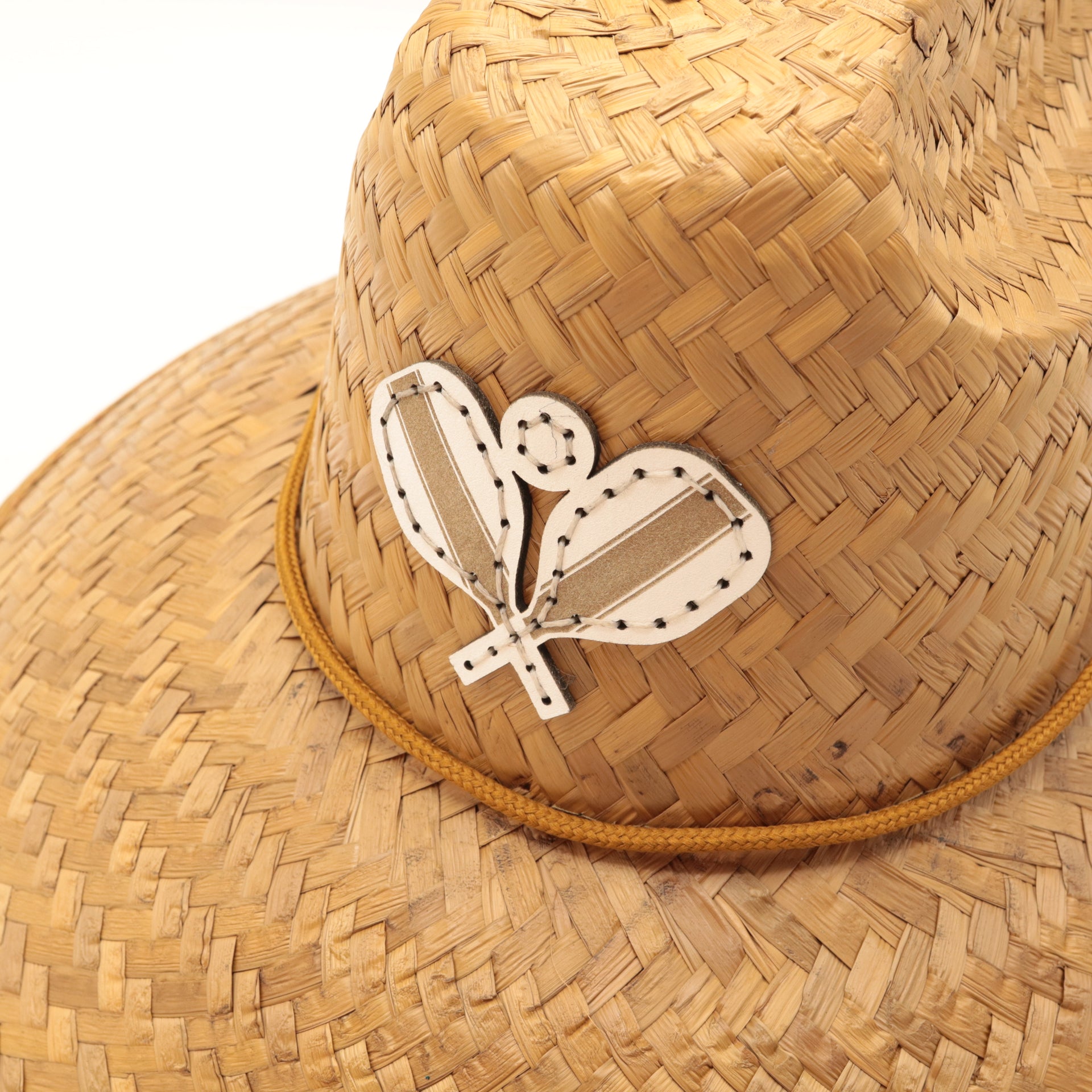 STRAW HATS - WHITE LEATHER PICKLEBALL