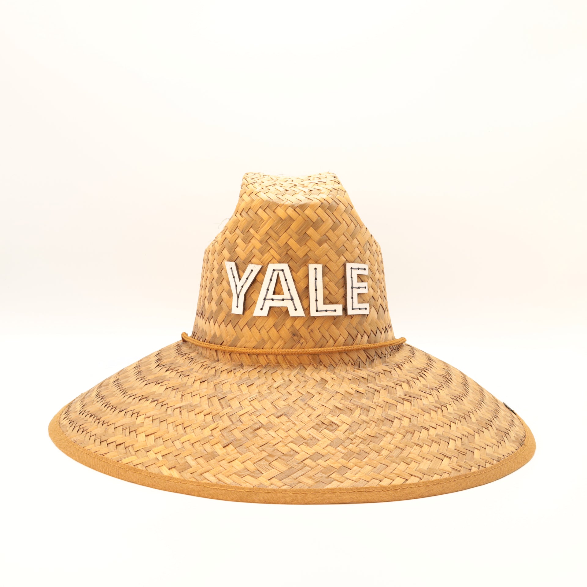 CUSTOM MONOGRAM LEATHER STRAW HATS - WHITE (CHOOSE 1-8 LETTERS)