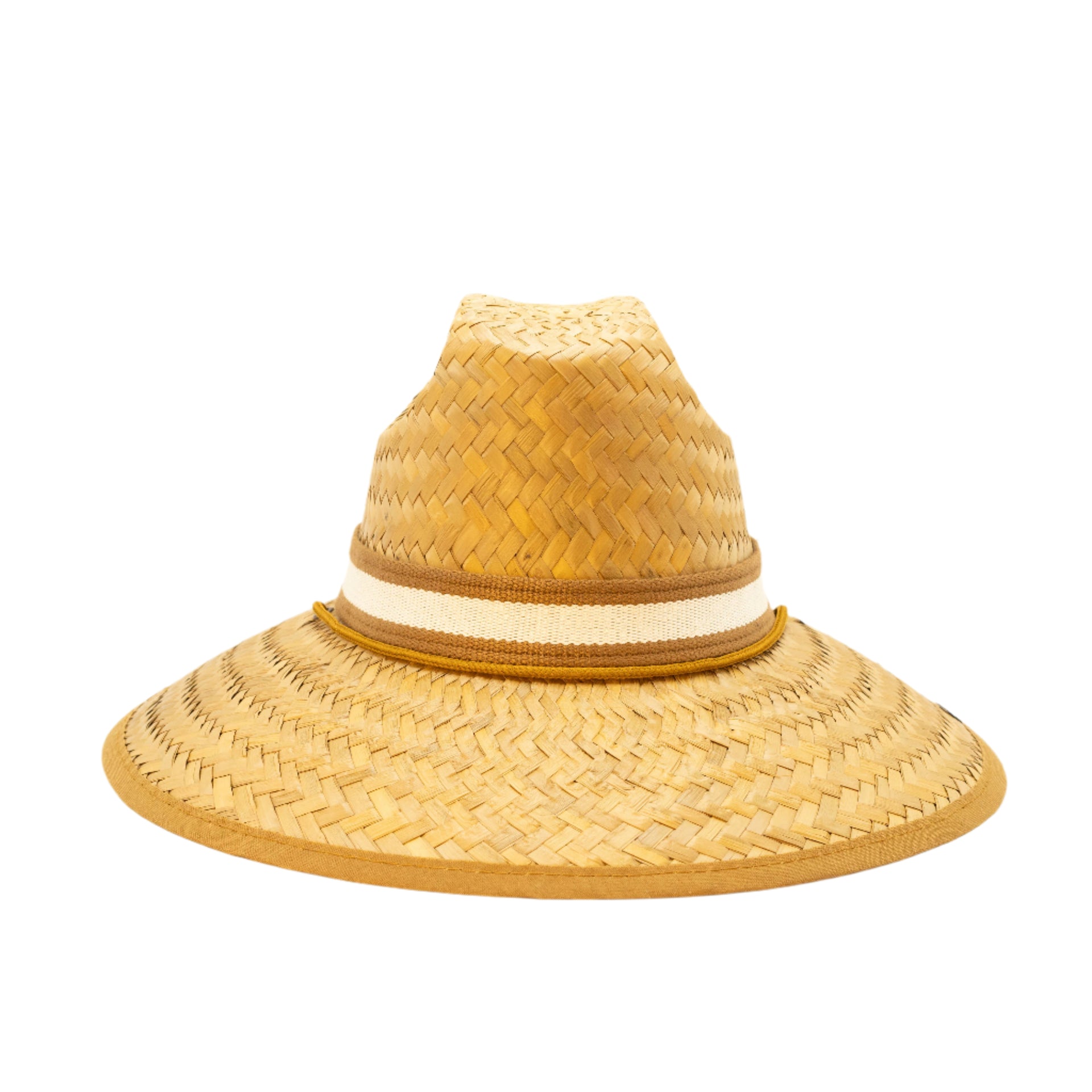 STRAW HAT CLASSIC STRIPE - BROWN AND WHITE
