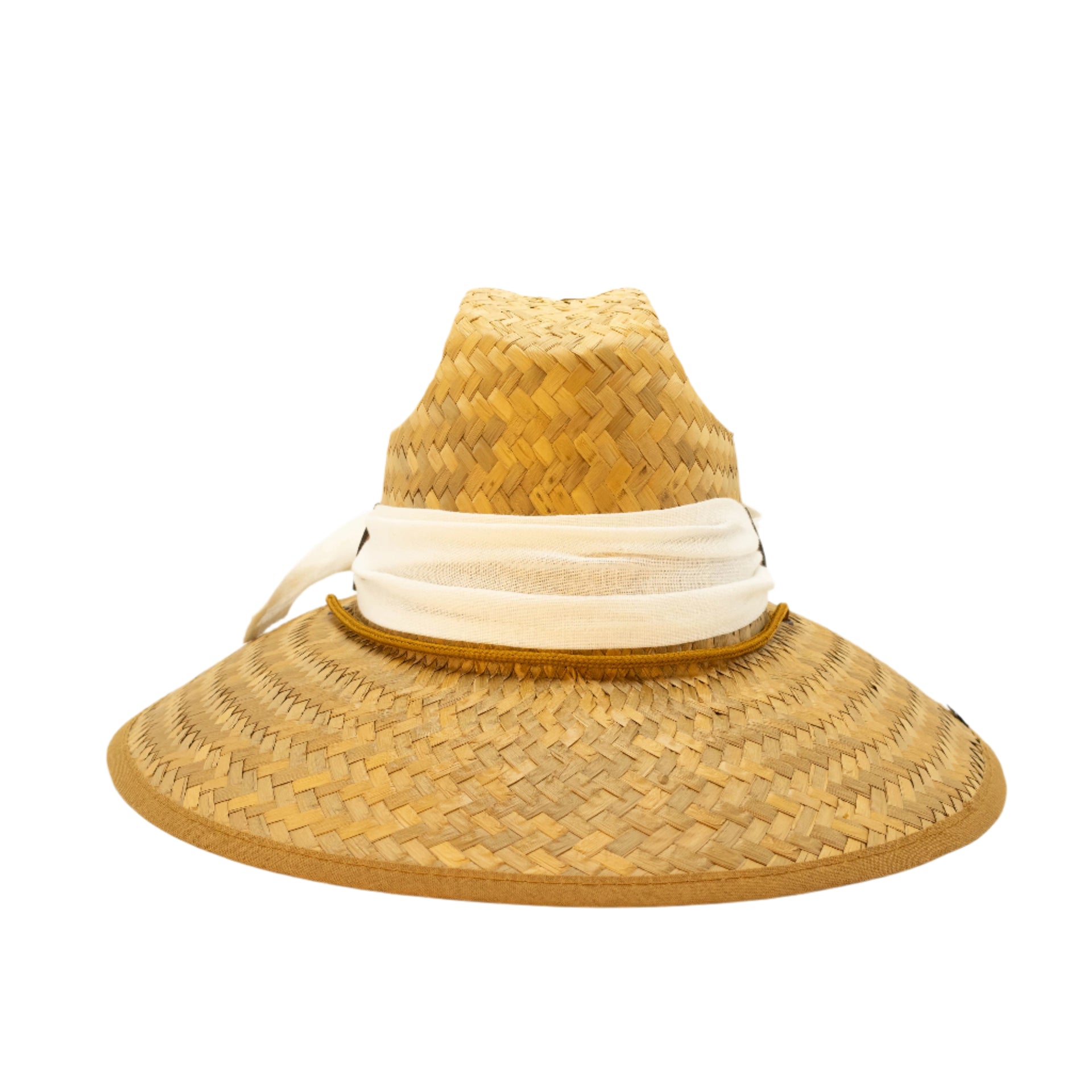 STRAW HATS - SOLID LINEN SCARF WITH LEATHER DETAIL