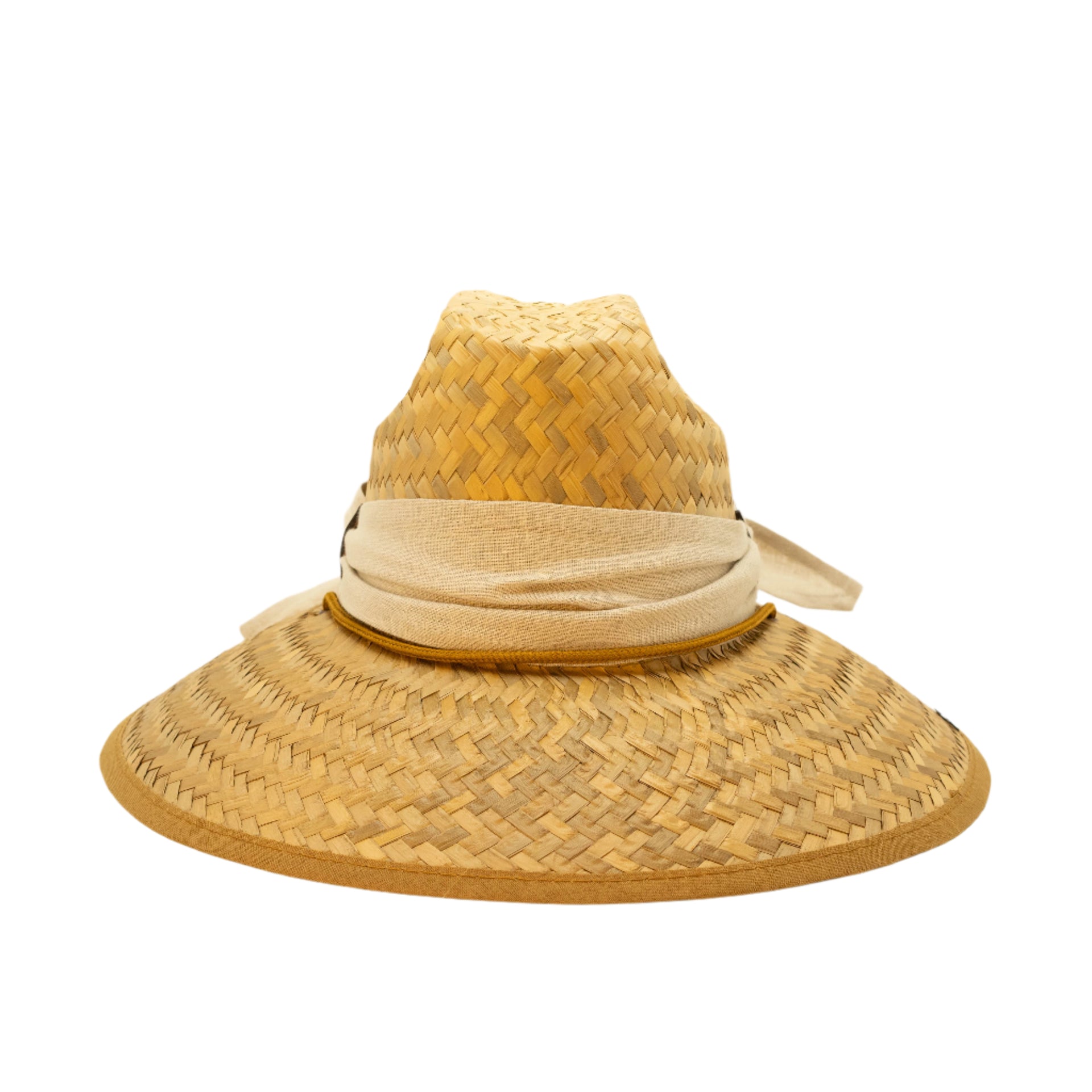 STRAW HATS - SOLID LINEN SCARF WITH LEATHER DETAIL
