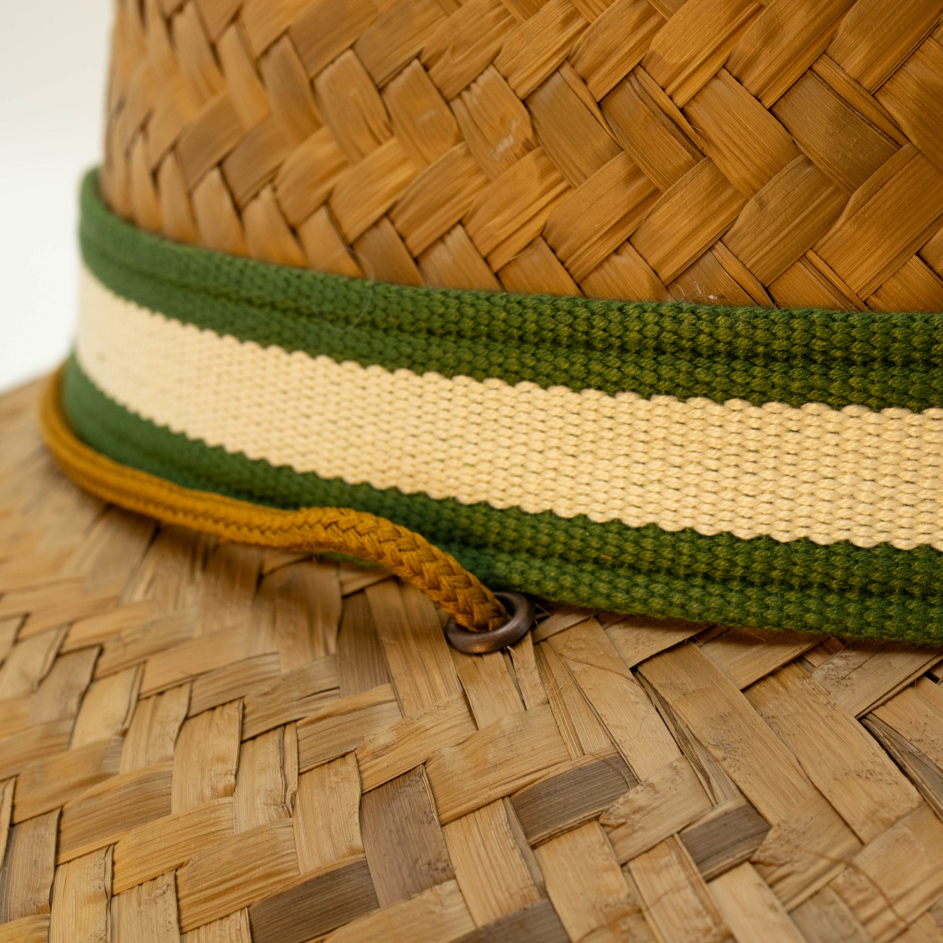 STRAW HAT CLASSIC STRIPE - GREEN AND WHITE