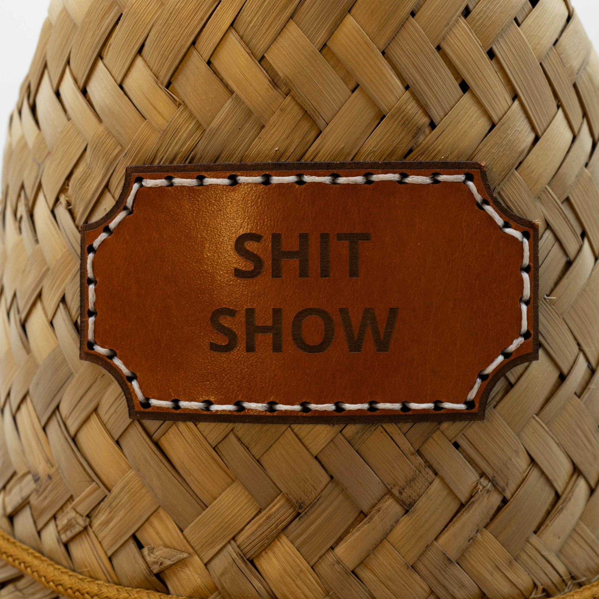 STRAW HAT - BROWN LEATHER SHIT SHOW