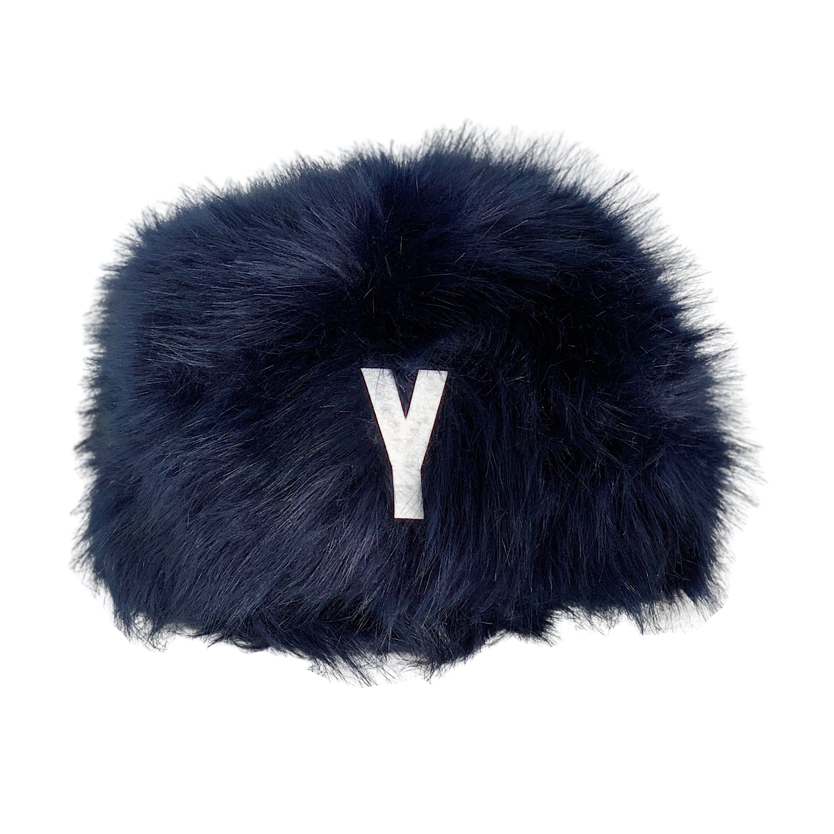 NAVY FAUX FUR HAT YALE