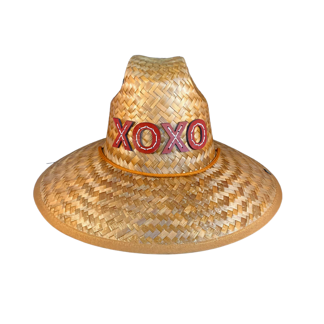 STRAW HAT - BROWN LEATHER XOXO