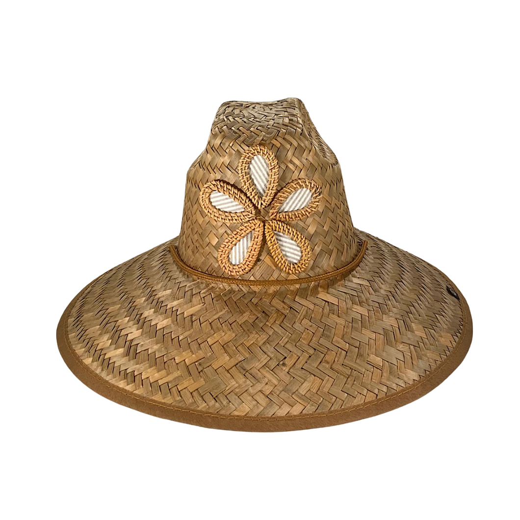 TAN STRIPE SEERSUCKER RATTAN FLOWER