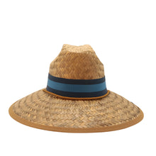 STRAW HAT - NAVY AND BLUE WIDE STRIPE