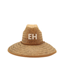 CUSTOM MONOGRAM LEATHER STRAW HATS - WHITE (CHOOSE 1-8 LETTERS)