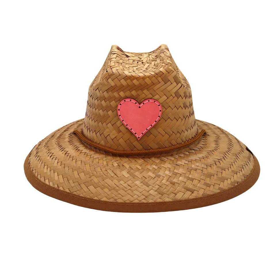 KIDS STRAW HAT - PINK HEART