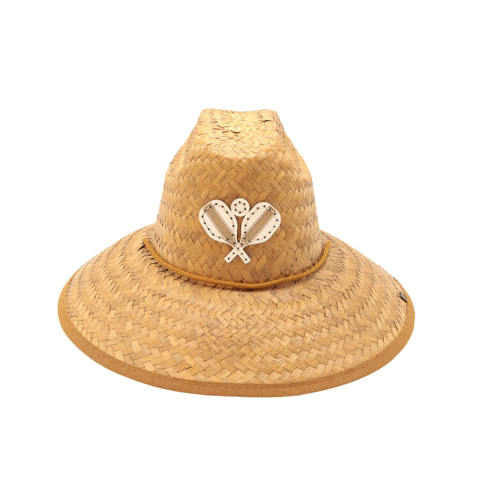 STRAW HATS - WHITE LEATHER PICKLEBALL