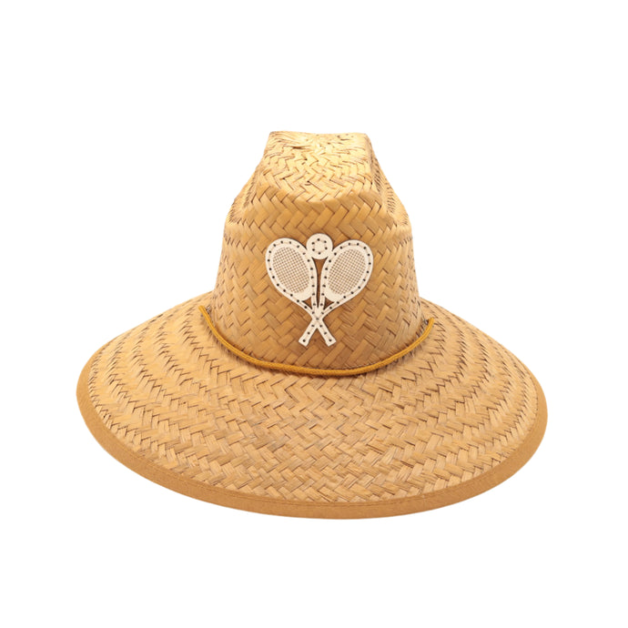 STRAW HAT - WHITE LEATHER TENNIS