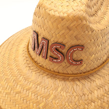 CUSTOM MONOGRAM BRIDLE LEATHER STRAW HATS - BROWN (CHOOSE 1-8 LETTERS)