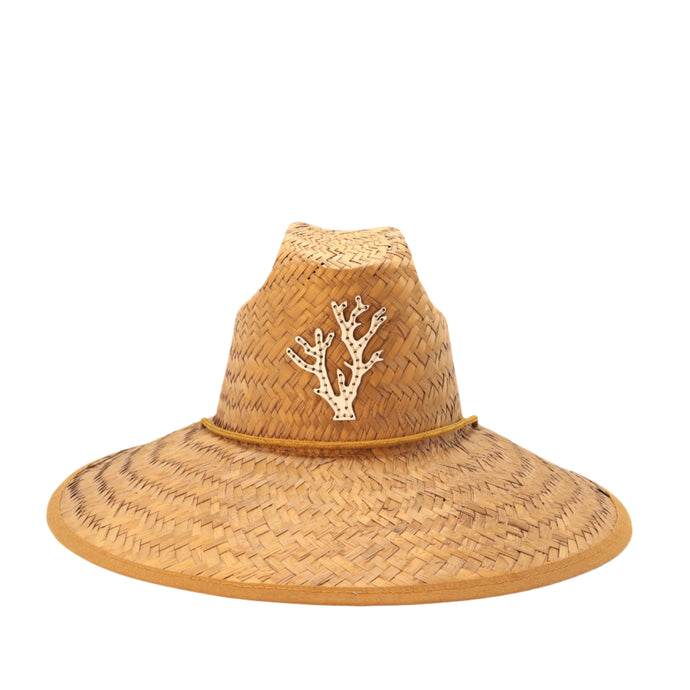 STRAW HAT - WHITE LEATHER CORAL BRANCH