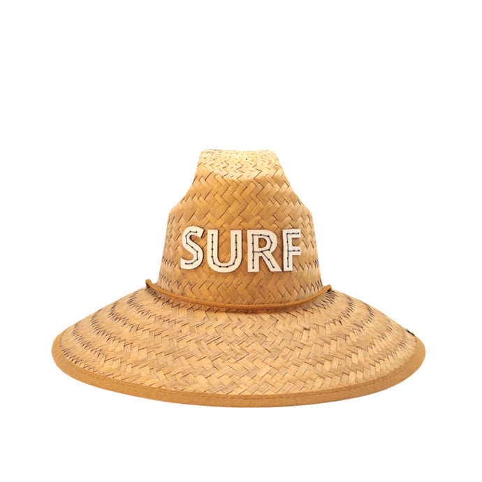 WHITE LEATHER STRAW HAT - SURF