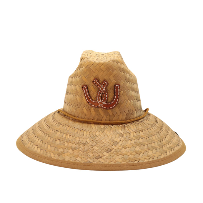 STRAW HAT - BROWN LEATHER HORSESHOES