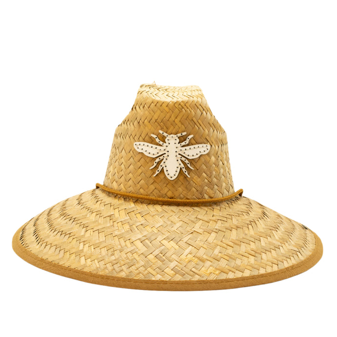 STRAW HAT - WHITE LEATHER BEE