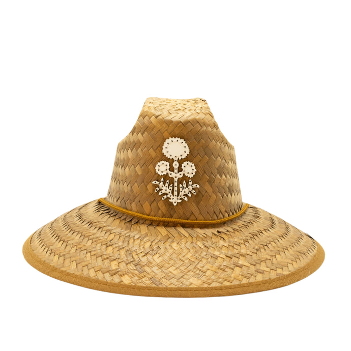 STRAW HATS - LEATHER THISTLE FLOWER