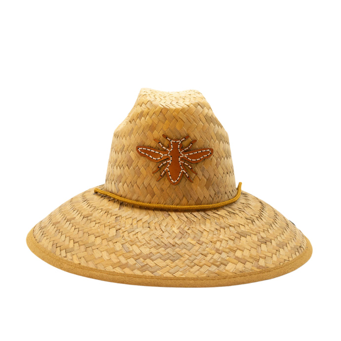 STRAW HAT - BROWN LEATHER BEE