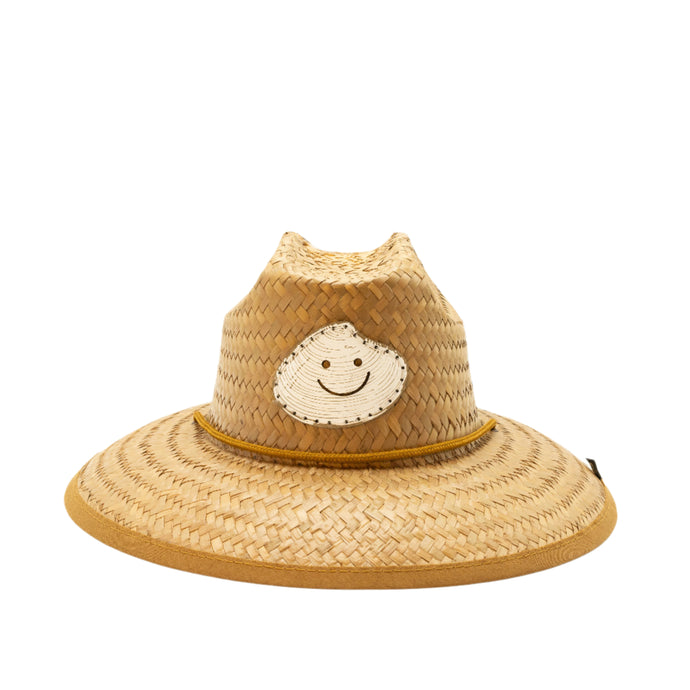 KIDS STRAW HAT - WHITE LEATHER HAPPY AS A CLAM