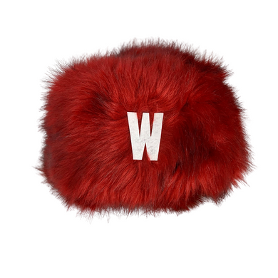 RED FAUX FUR HAT WISCONSIN